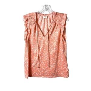 Melloday Womens Size M Pink Sleeveless V Neck Smocked Shirt Top